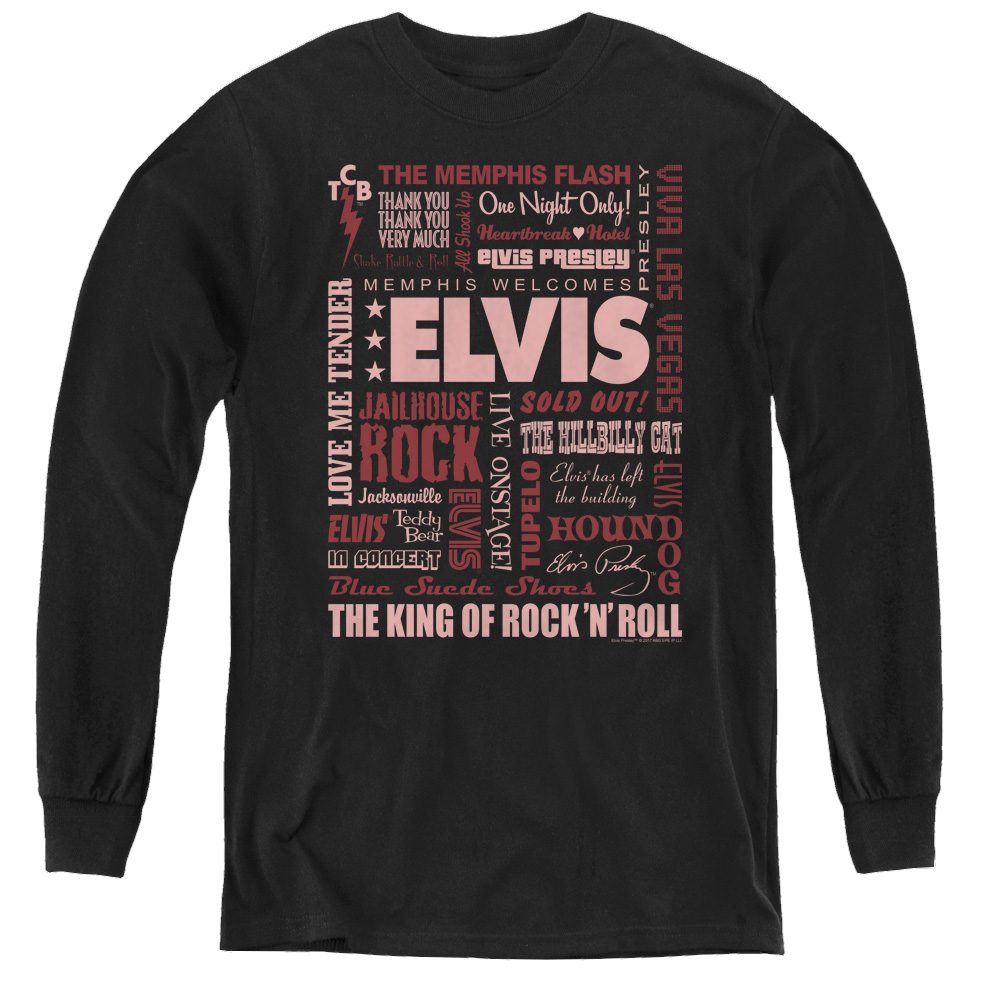 Elvis Presley Whole Lotta Type - Youth Long Sleeve T-Shirt Youth Long Sleeve T-Shirt Elvis Presley   