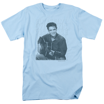 Light blue men's regular fit t-shirt with Elvis Presley Repeat graphic