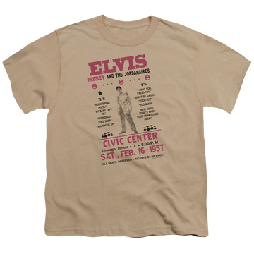 Sand youth t-shirt for ages 8 to 12 with Elvis Presley Jordanaires graphic