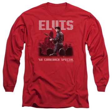 Red men's long sleeve t-shirt with Elvis Presley Return Of The King graphic
