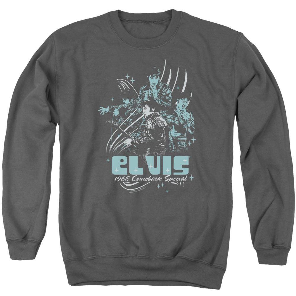Elvis Presley 68 Leather - Men's Crewneck Sweatshirt Men's Crewneck Sweatshirt Elvis Presley   