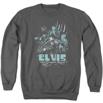 Elvis Presley 68 Leather - Men's Crewneck Sweatshirt Men's Crewneck Sweatshirt Elvis Presley   