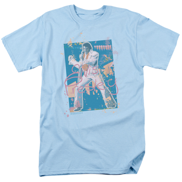 Carolina blue men's regular fit t-shirt with Elvis Presley Splatter Hawaii graphic