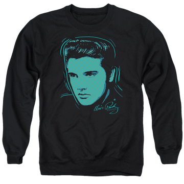 Black men's crewneck sweatshirt with Elvis Presley Young Dots graphic