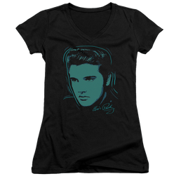 Elvis Presley Young Dots - Juniors V-Neck T-Shirt Juniors V-Neck T-Shirt Elvis Presley   