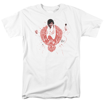 White men's regular fit t-shirt with Elvis Presley Red Pheonix graphic
