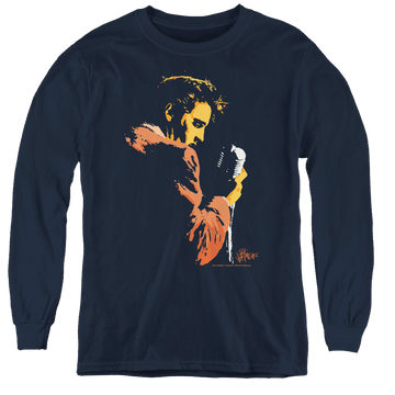 Navy youth long sleeve t-shirt with Elvis Presley Early Elvis graphic