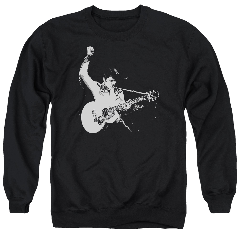 Elvis Presley Black And White Guitarman - Men's Crewneck Sweatshirt Men's Crewneck Sweatshirt Elvis Presley   