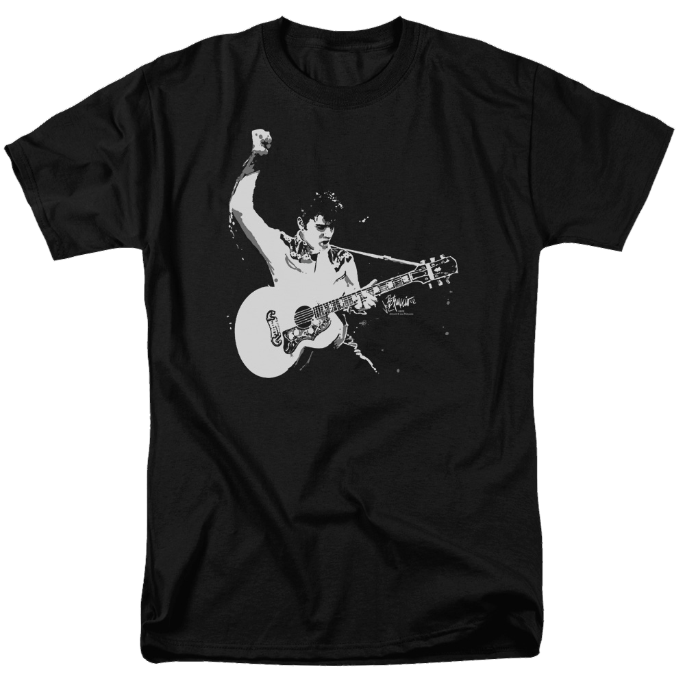 Elvis Presley Black And White Guitarman - Men's Regular Fit T-Shirt Men's Regular Fit T-Shirt Elvis Presley   