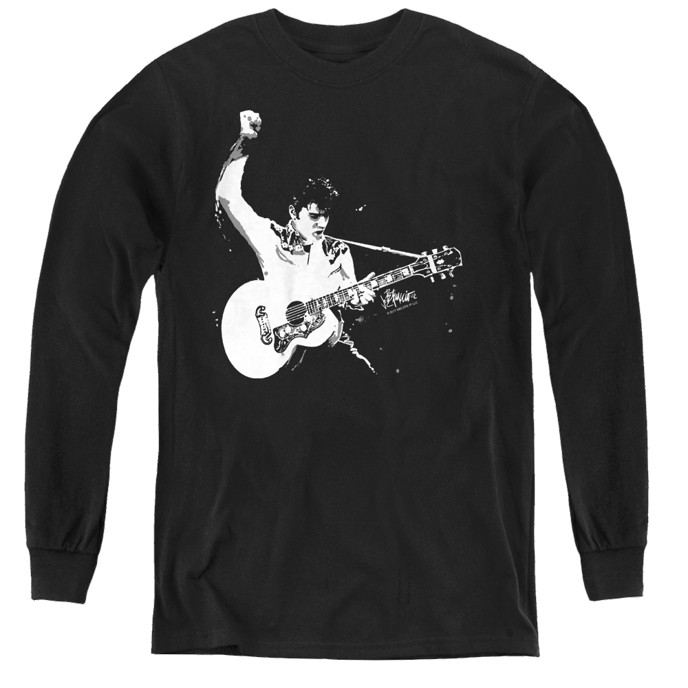 Elvis Presley Black&White Guitarman - Youth Long Sleeve T-Shirt Youth Long Sleeve T-Shirt Elvis Presley   