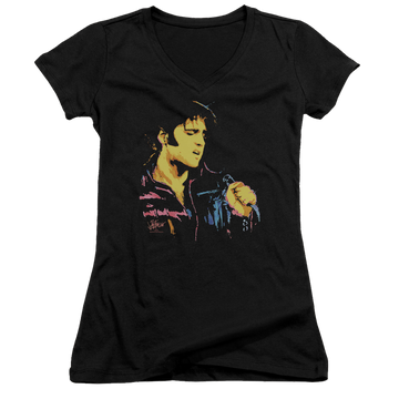 Elvis Presley Neon Elvis - Juniors V-Neck T-Shirt Juniors V-Neck T-Shirt Elvis Presley   