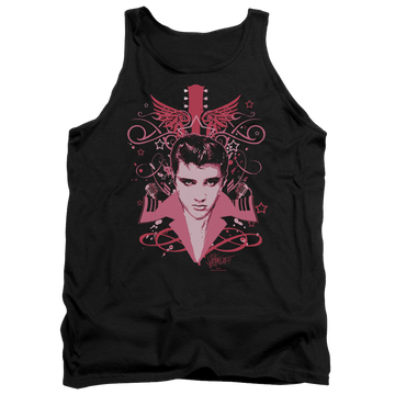 Black men's tank with Elvis Presley Lets Face It graphic