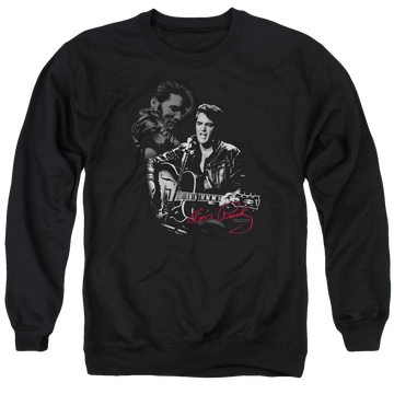 Black men's crewneck sweatshirt with Elvis Presley Show Stopper graphic