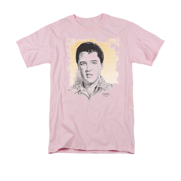 Pink men's regular fit t-shirt with Elvis Presley Matinee Idol graphic
