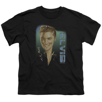 Black kid's t-shirt for ages 4 to 7 with Elvis Presley Elvis 56 graphic
