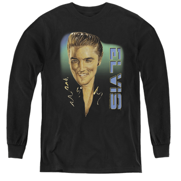 Black youth long sleeve t-shirt with Elvis Presley Elvis 56 graphic