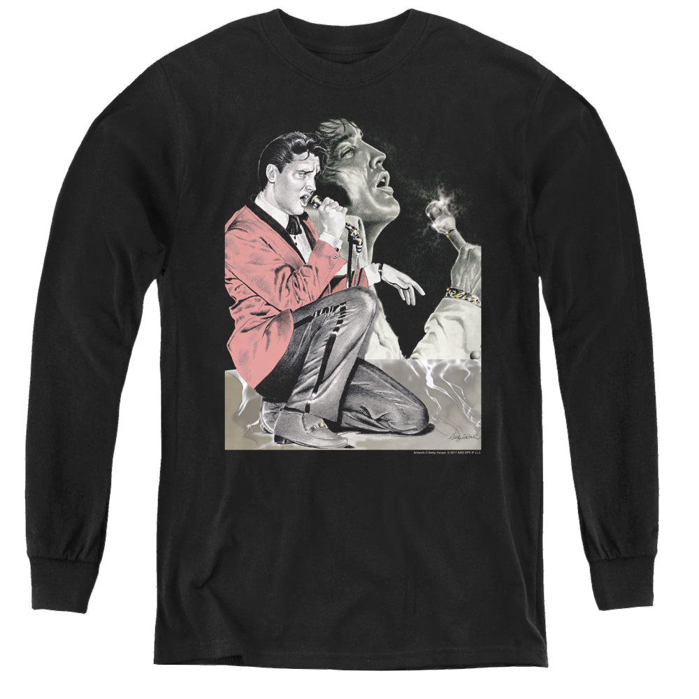 Elvis Presley Rock N Roll Smoke - Youth Long Sleeve T-Shirt Youth Long Sleeve T-Shirt Elvis Presley   