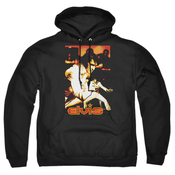 Black pullover hoodie with Elvis Presley Showman graphic