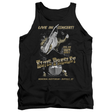 Black men's tank with Elvis Presley Live In Buffalo graphic