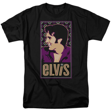 Black men's regular fit t-shirt with Elvis Presley Elvis Is graphic