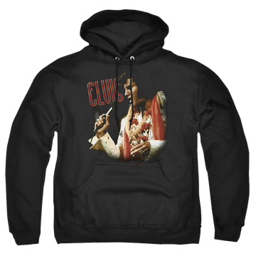 Black pullover hoodie with Elvis Presley Soulful graphic
