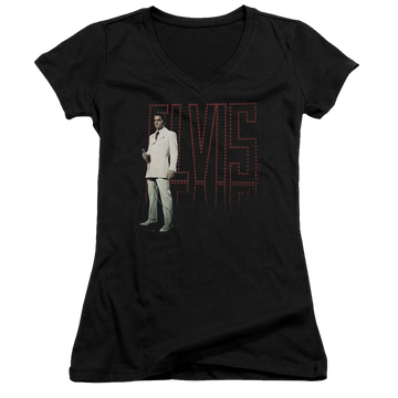 Elvis Presley White Suit - Juniors V-Neck T-Shirt Juniors V-Neck T-Shirt Elvis Presley   