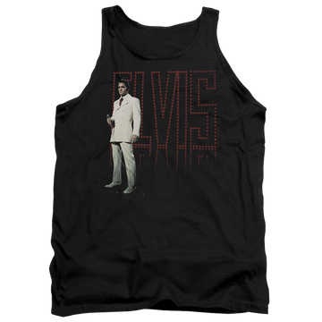 Black men's tank with Elvis Presley White Suit graphic