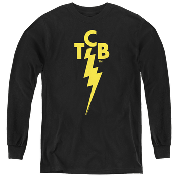 Black youth long sleeve t-shirt with Elvis Presley Tcb Logo graphic