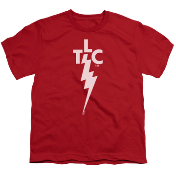 Red youth t-shirt for ages 8 to 12 with Elvis Presley Tlc Logo graphic