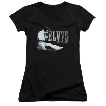 Elvis Presley Elv 75 Logo - Juniors V-Neck T-Shirt Juniors V-Neck T-Shirt Elvis Presley   