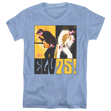 Carolina blue women's t-shirt with Elvis Presley Still The King graphic
