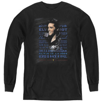 Black youth long sleeve t-shirt with Elvis Presley Icon graphic