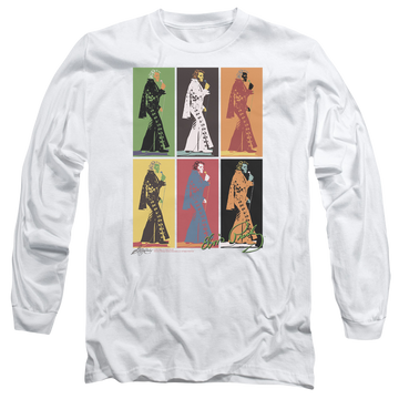 White men's long sleeve t-shirt with Elvis Presley Retro Boxes graphic