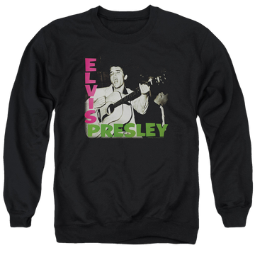Black men's crewneck sweatshirt with Elvis Presley Album graphic