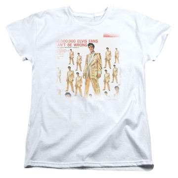 White women's t-shirt with Elvis Presley 50 Million Fans graphic