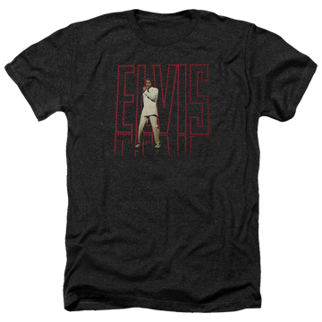 Charcoal men's heather t-shirt with Elvis Presley Elvis 68 Album graphic