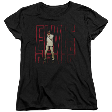 Black women's t-shirt with Elvis Presley Elvis 68 Album graphic