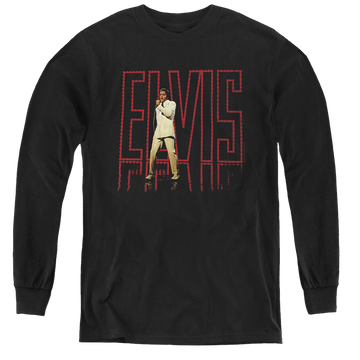 Black youth long sleeve t-shirt with Elvis Presley Elvis 68 Album graphic