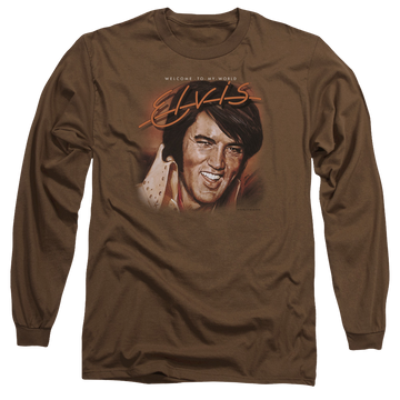 Coffee men's long sleeve t-shirt with Elvis Presley Welcome To My World graphic