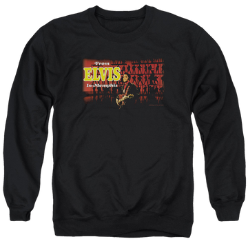 Black men's crewneck sweatshirt with Elvis Presley From Elvis In Memphis graphic