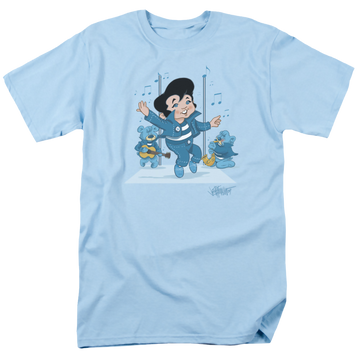 Light blue men's regular fit t-shirt with Elvis Presley Jailhouse Rocker graphic
