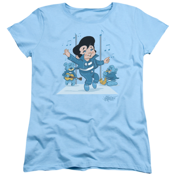 Light blue women's t-shirt with Elvis Presley Jailhouse Rocker graphic