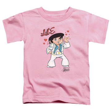 Pink toddler t-shirt with Elvis Presley Lil E graphic