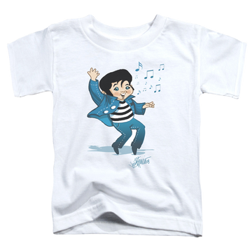White toddler t-shirt with Elvis Presley Lil Jailbird graphic