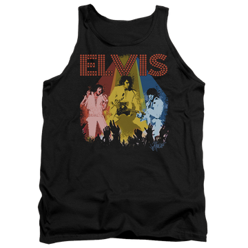 Black men's tank with Elvis Presley Vegas Remembered graphic