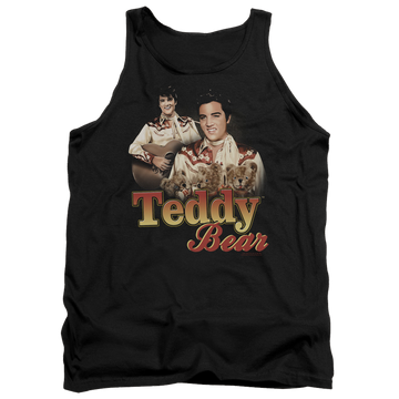 Black men's tank with Elvis Presley Teddy Bear graphic
