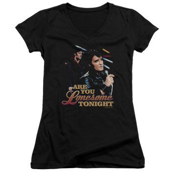 Elvis Presley Are You Lonesome - Juniors V-Neck T-Shirt Juniors V-Neck T-Shirt Elvis Presley   