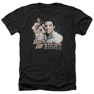 Charcoal men's heather t-shirt with Elvis Presley Thats All Right graphic
