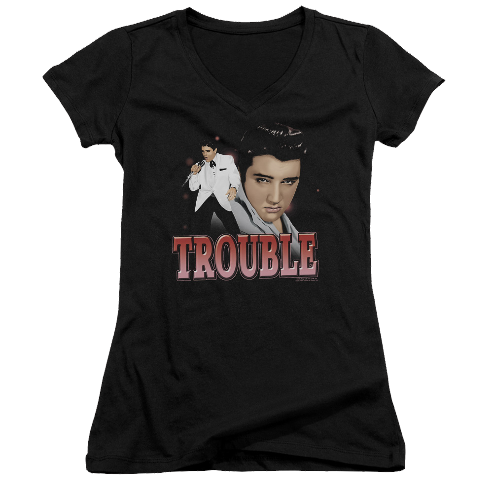 Elvis Presley Trouble - Juniors V-Neck T-Shirt Juniors V-Neck T-Shirt Elvis Presley   