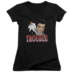 Elvis Presley Trouble - Juniors V-Neck T-Shirt Juniors V-Neck T-Shirt Elvis Presley   